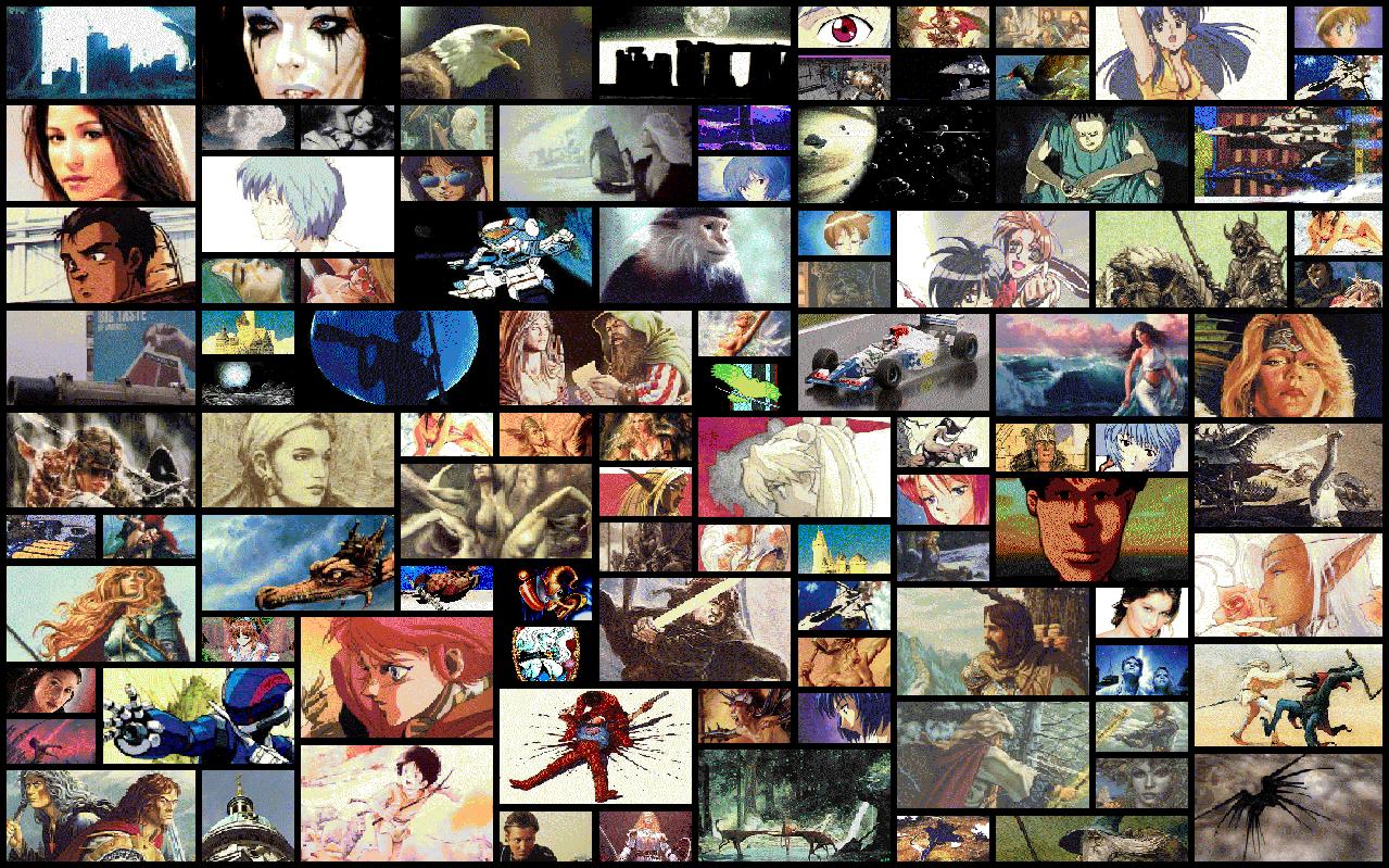 Eine Collage aus zahlreichen C64-Grafiken.
