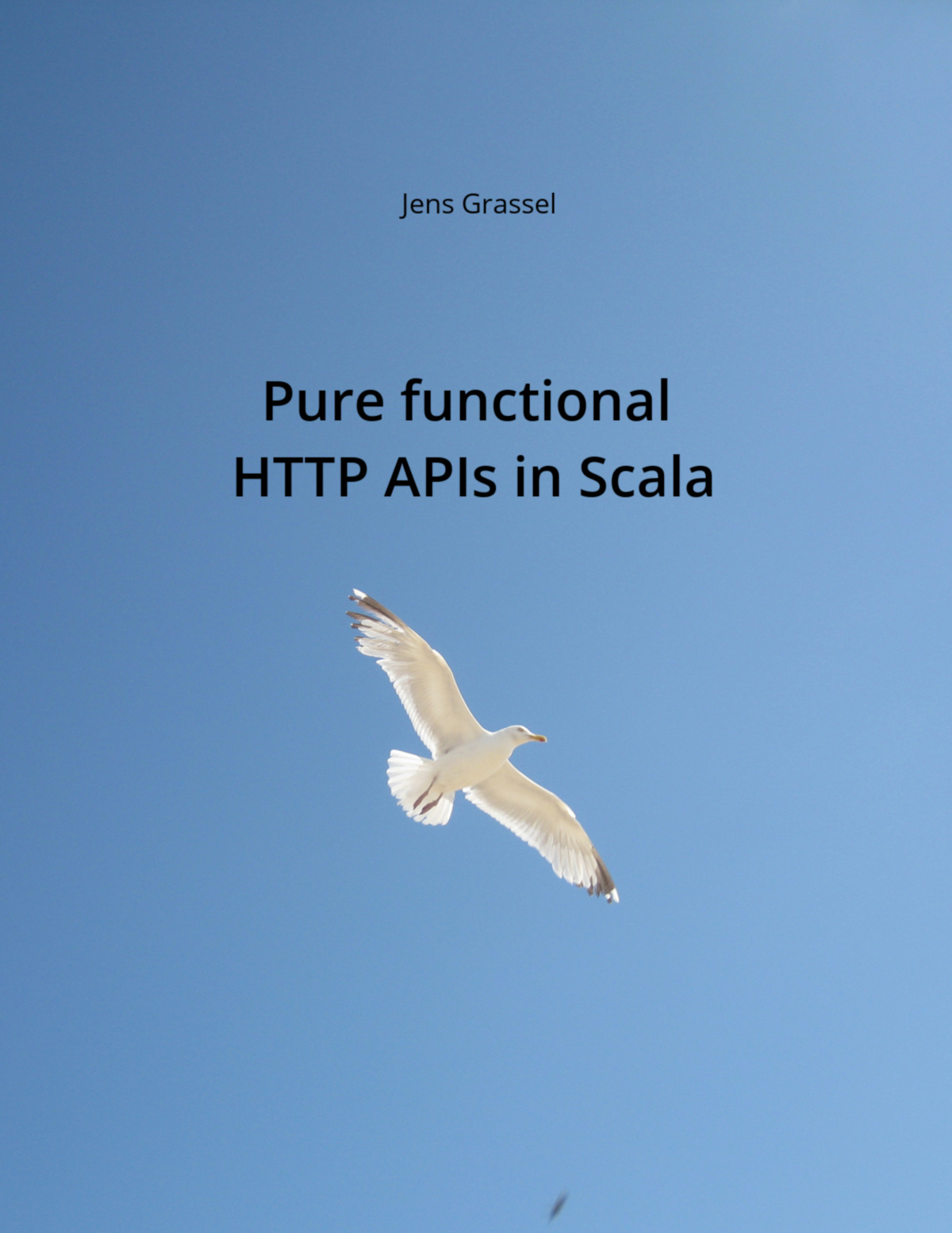 The cover of the book showing a single seagull before a clear blue sky.